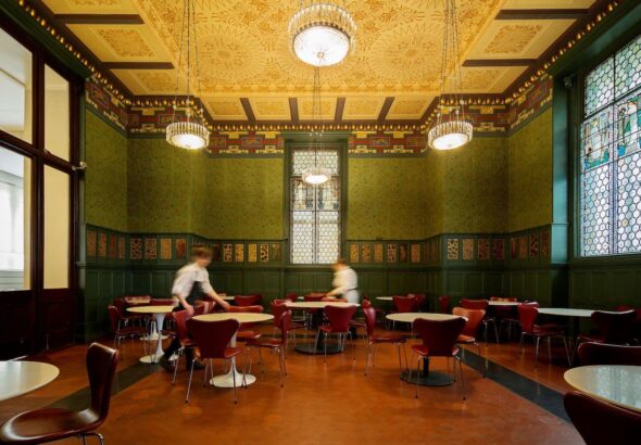 Staff arranging tables