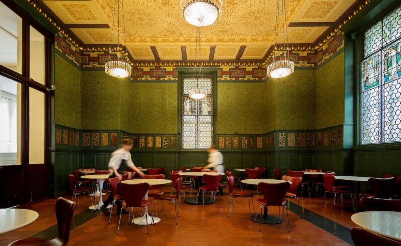 Staff arranging tables