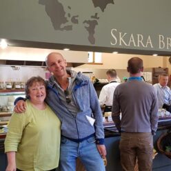 Customers hugging inside the Cafe