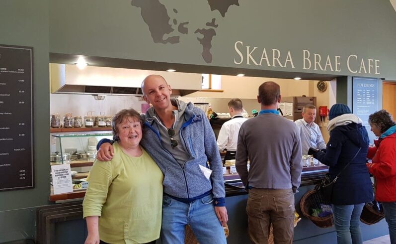 Customers hugging inside the Cafe