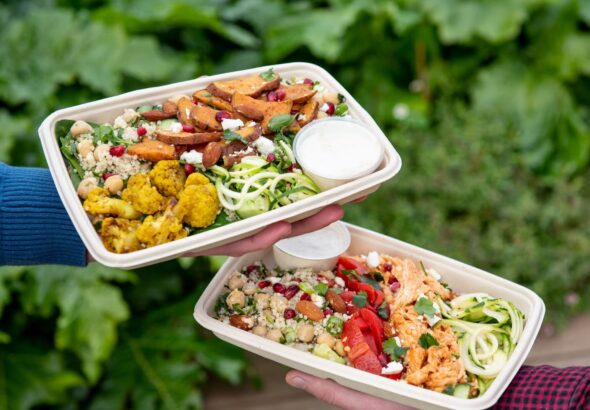 Close up photo of salad trays