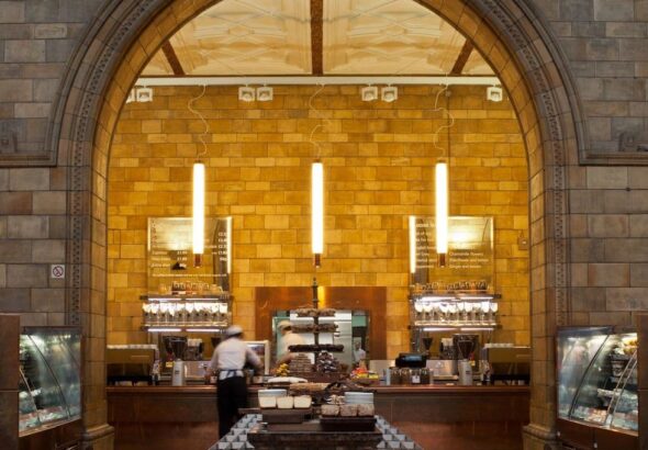 Staff restocking the coffee shop