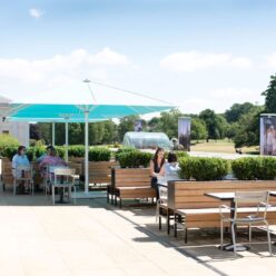 People sitting outside the Café