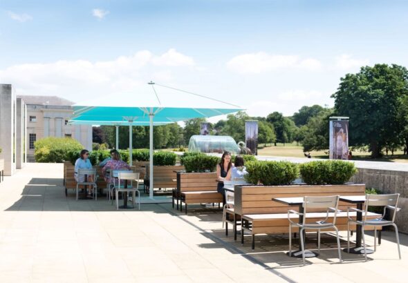 People sitting outside the Café