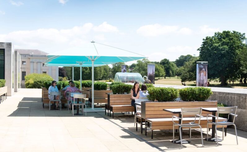 People sitting outside the Café