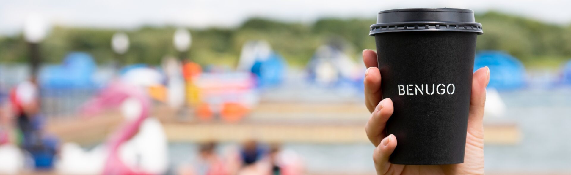 Coffee overlooking the lake at the Willen Lake Bar & Kitchen