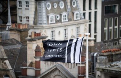 John Lewis Flag atop of Oxford Street